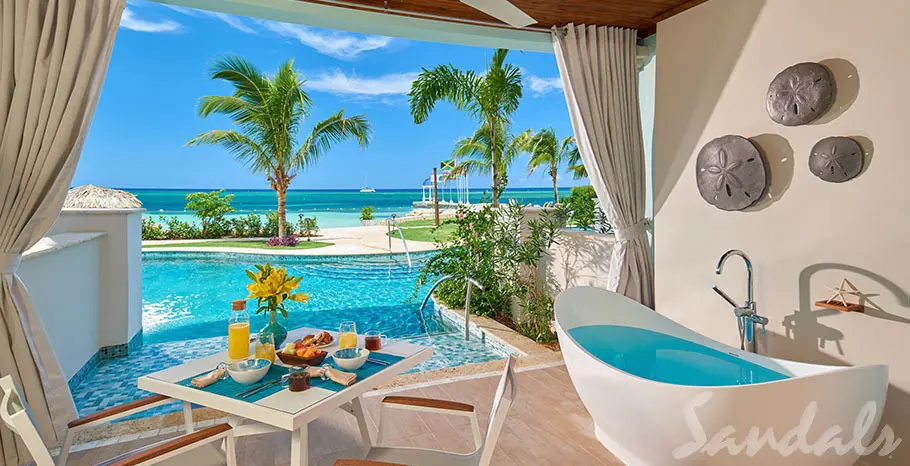 Beachfront Swim-up Honeymoon One-Bedroom Butler Suite w Patio Tranquility Soaking Tub 1 of 8