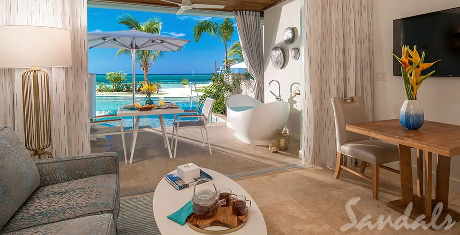 Beachfront Swim-up Honeymoon One-Bedroom Butler Suite w Patio Tranquility Soaking Tub 3 of 8