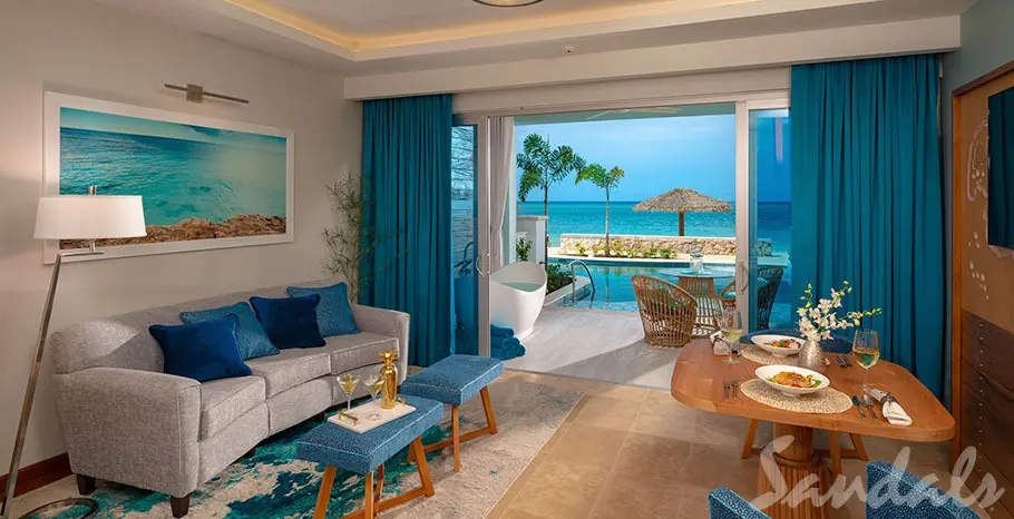 Beachfront Swim-up Millionaire One Bedroom Butler Suite w Patio Tranquility Soaking Tub 1 of 6